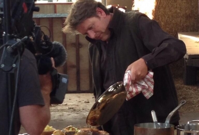 James Martin cooking in the barn for his new BBC series